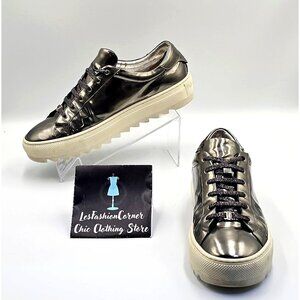Salvatore Ferragamo Women's Metallic Silver Eddy Argento Sneakers Sz 9.5 2432
